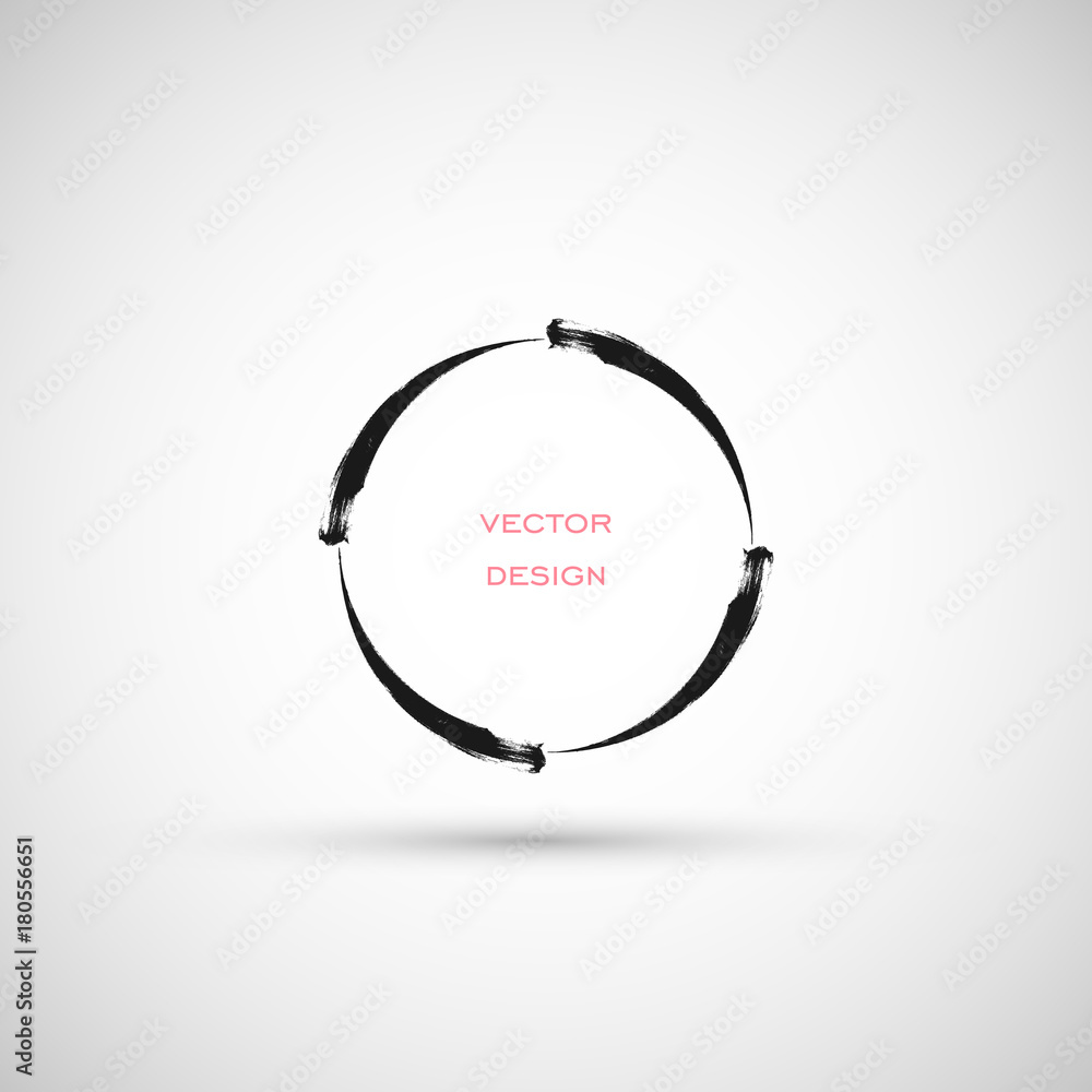 Hand drawn circle shape. Label, logo design element, frame. Brush abstract wave. Vector illustration. Hand drawn circle shape. Label, logo design element, frame. Brush abstract wave. Vector illustration.
