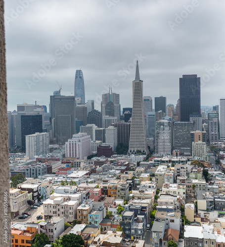 San Francisco skyline framed by Coit Tower Architecture