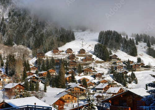 Winter Alpine landscape in the countryside