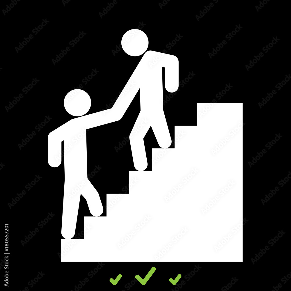 Man helping climb other man it is white icon . Man helping climb other man it is white icon .