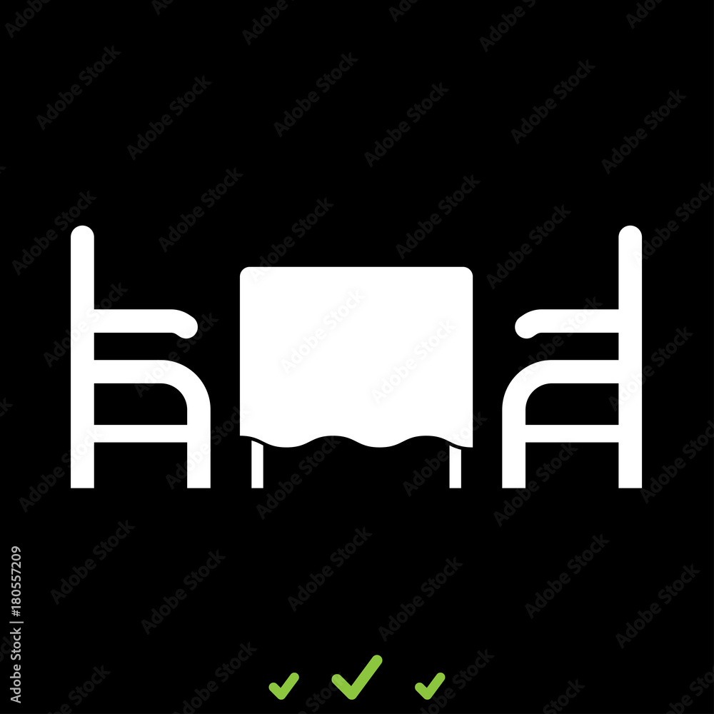 Table and two chair or armchair in restaurant icon Table and two chair or armchair in restaurant icon