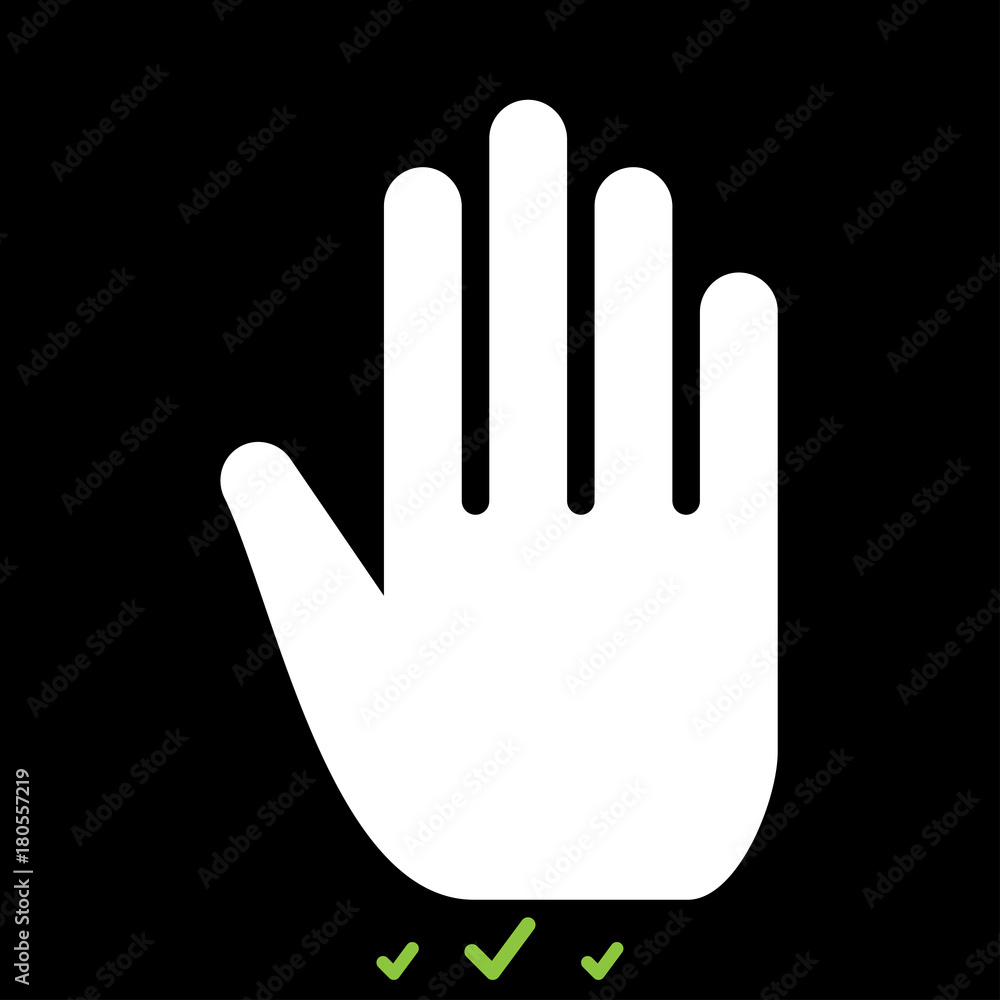 Open human hand it is white icon . Open human hand it is white icon .