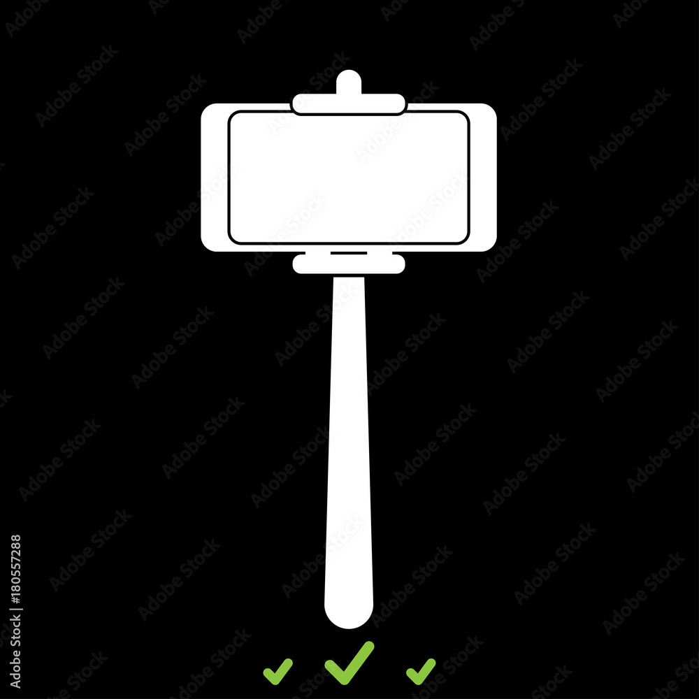 Stick holder for selfie it is white icon .