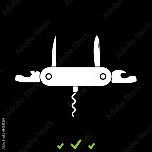 Penknife or pocket knife it is white icon .