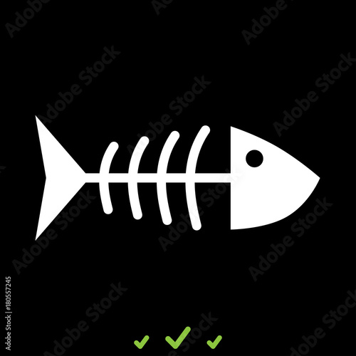 Fish sceleton it is white icon .