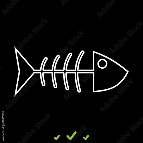 Fish sceleton it is white icon .