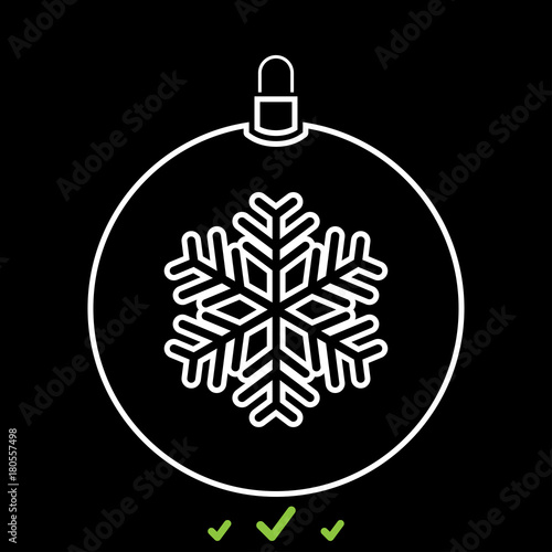 New Year ball toy. Christmas ball or Xmas bauble it is white icon .