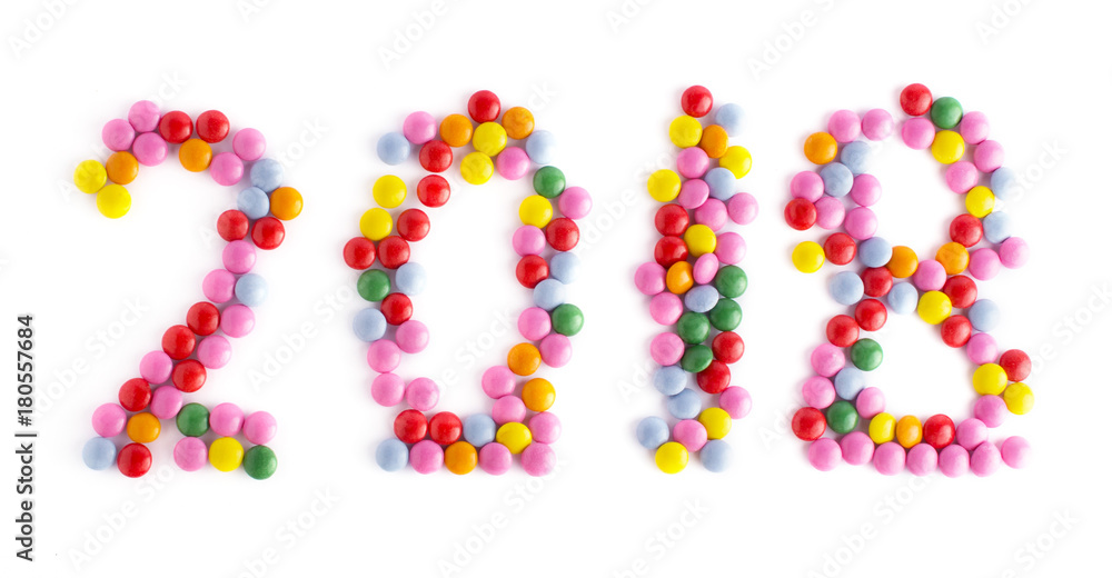 2018 candy numbers on white background 2018 candy numbers on white background