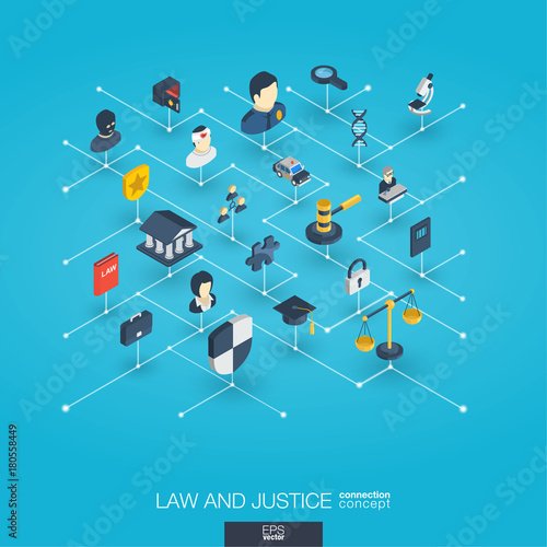 Εκτύπωση καμβά Law, justice integrated 3d web icons