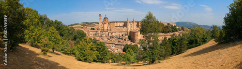 view of medieval castle in Urbino  Marche  Italy.