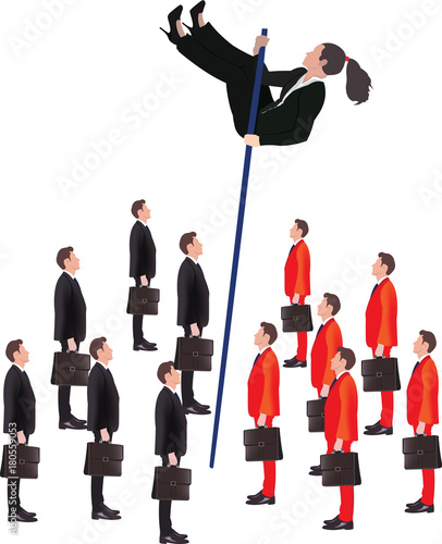 donna con asta salta ostacoli di lavoro