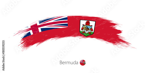 Flag of Bermuda in rounded grunge brush stroke.