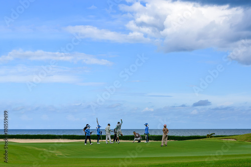 Golfers on the field