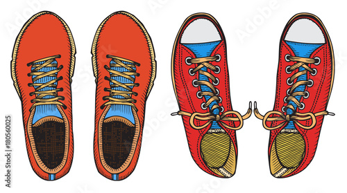 blue red sports sneakers