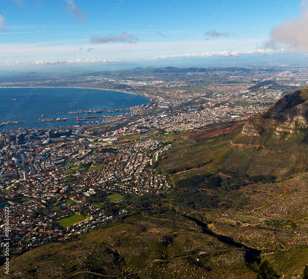 in south africa cape town city skyline from table mountain