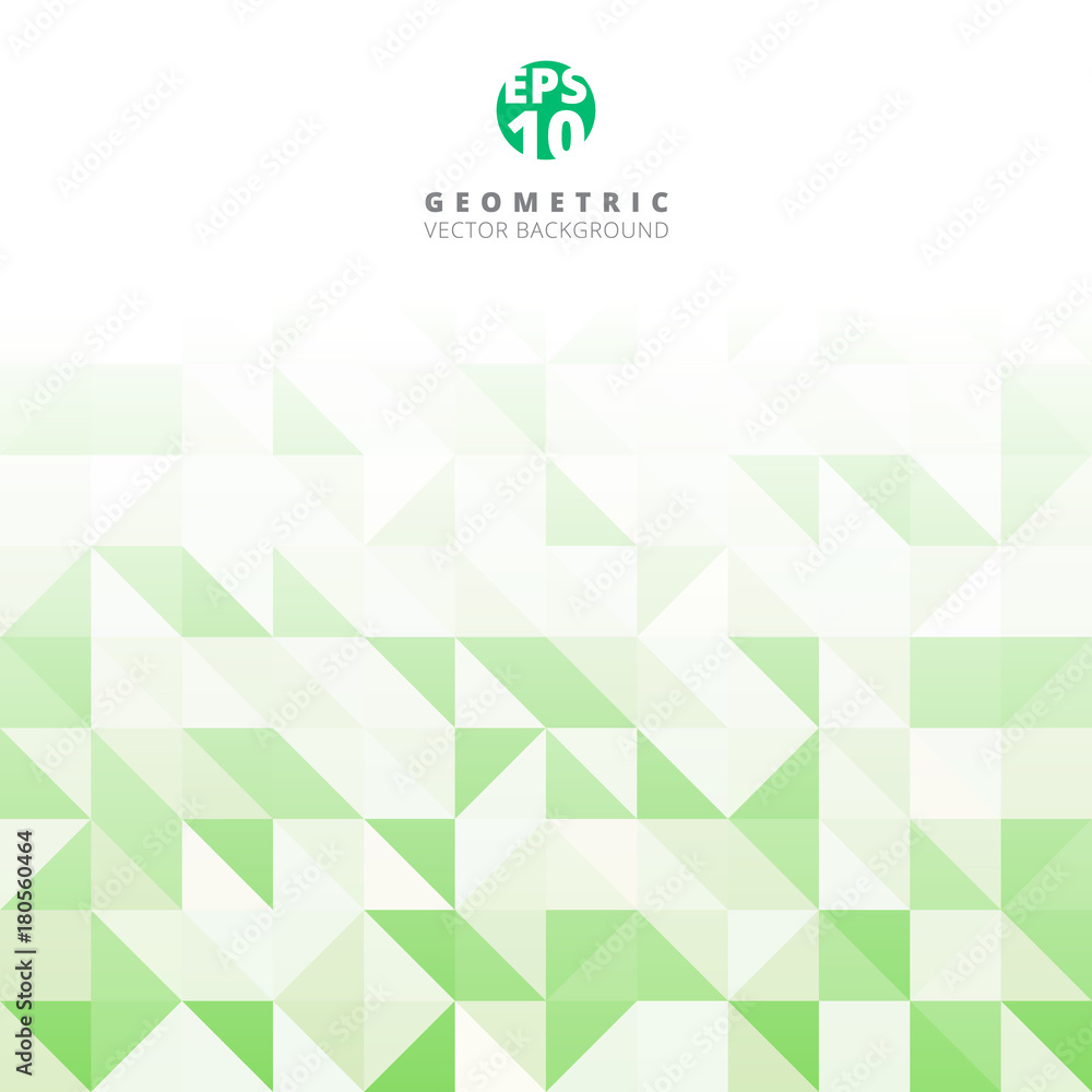 Fototapeta premium Abstract gray triangle and square in green and white color pattern, Vector illustration