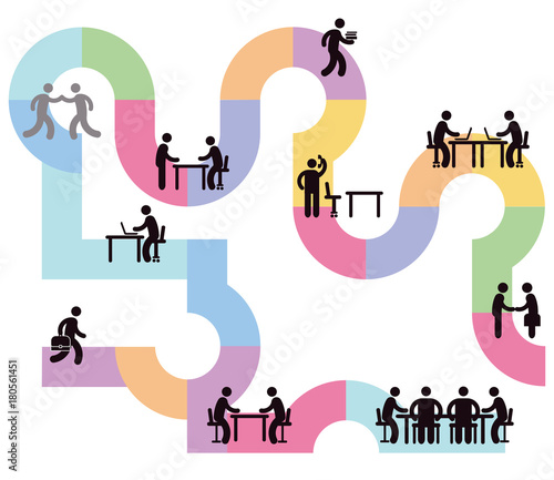 Business-Team und Teamarbeit, Arbeitsablauf