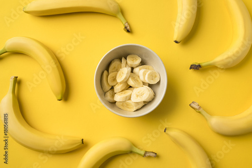 Plate with cut bananas