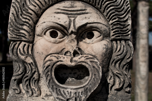 Photography Marble Mask decoration in Ostia Antica theatre