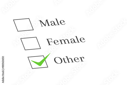 Gender and questionnaire concept with male, female and other option