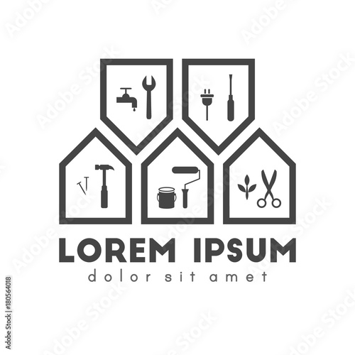 Construction and renovation concept with work tools