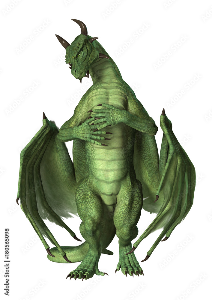 Fototapeta premium 3D Rendering Fantasy Dragon on White
