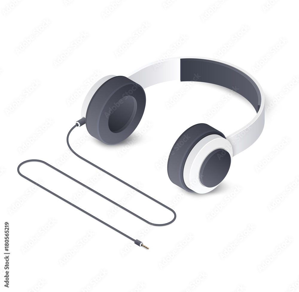 3d headphone isolated on white background. Isometric vector illustration 3d headphone isolated on white background. Isometric vector illustration