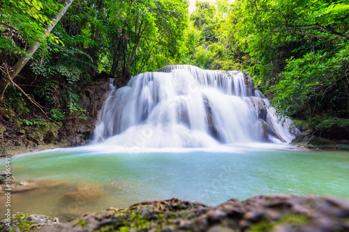 Fototapeta Naklejka Na Ścianę i Meble -  Hua mea khamin water falls  in Erawan National Park, Kanchanaburi, Thailand