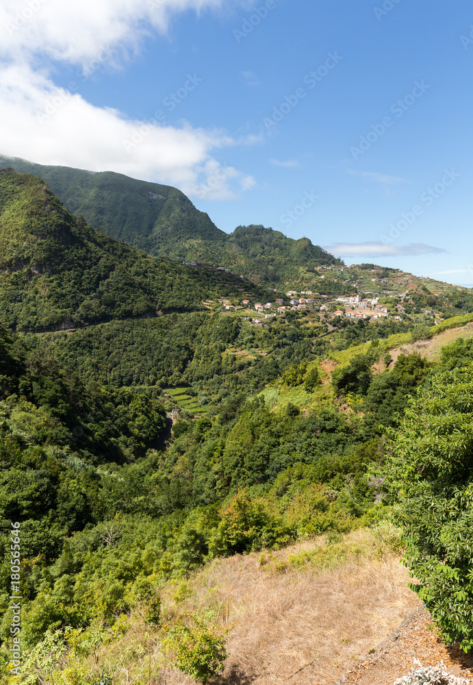  Village and Terrace cultivation in the surroundings of Sao Vicente. North coast of Madeira Island, Portugal