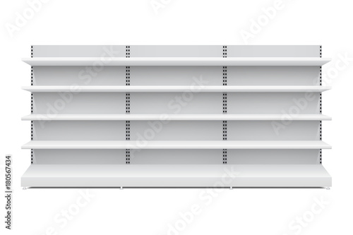 Vector shopping rack, long shelf template, isolated on white