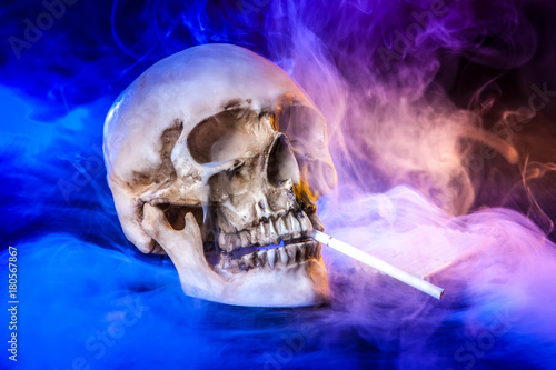 A skull with a smoking ciga...