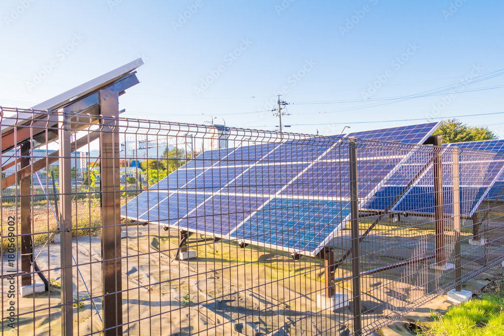 Solar power panels ,Photovoltaic modules for innovation green energy for life with blue sky background. Solar power panels ,Photovoltaic modules for innovation green energy for life with blue sky background.