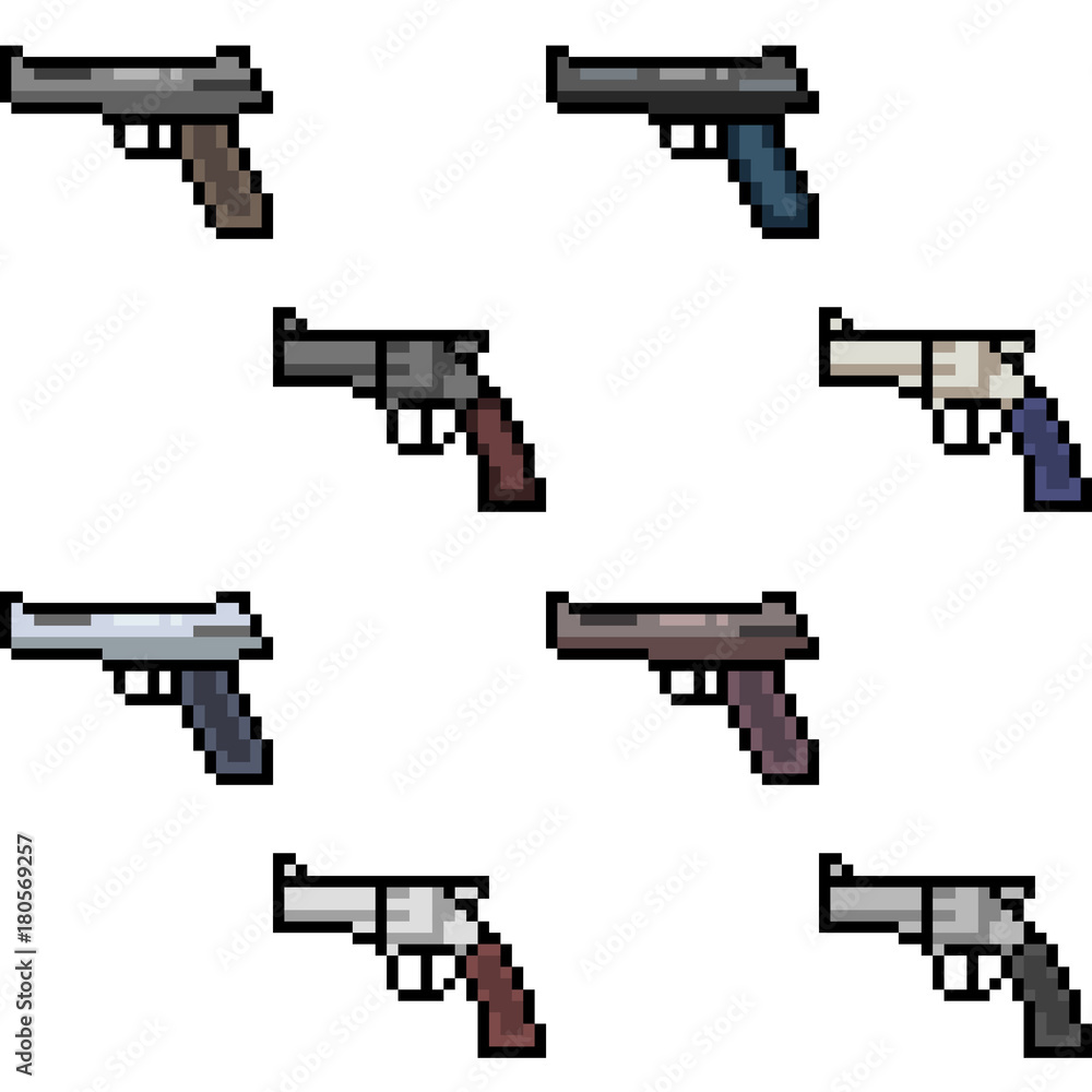 vector pixel art gun