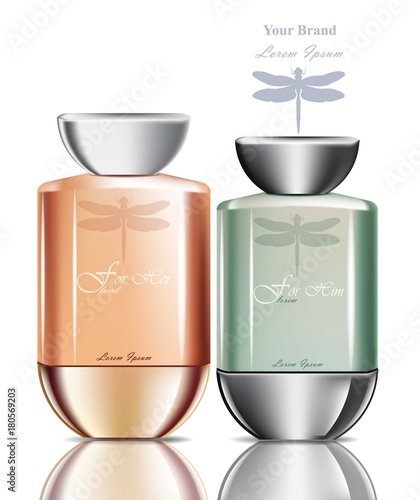 Perfume bottles realistic Vector. Product packaging for brands, advertise, commercials