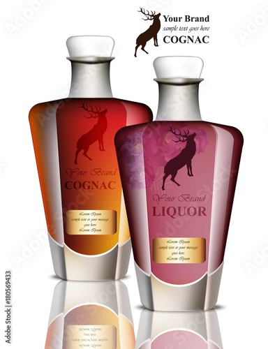 Old Vintage Liquor packaging design Vector. Realistic product with brand label. Place for texts