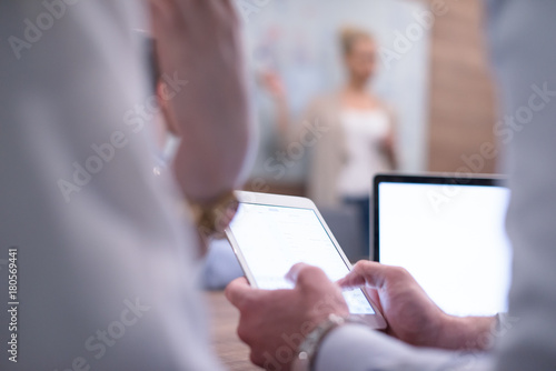 Startup Business Team At A Meeting at modern office building