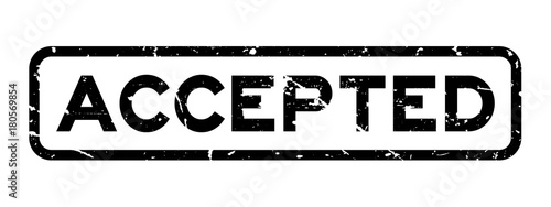 Grunge black accepted word square rubber seal stamp on white background