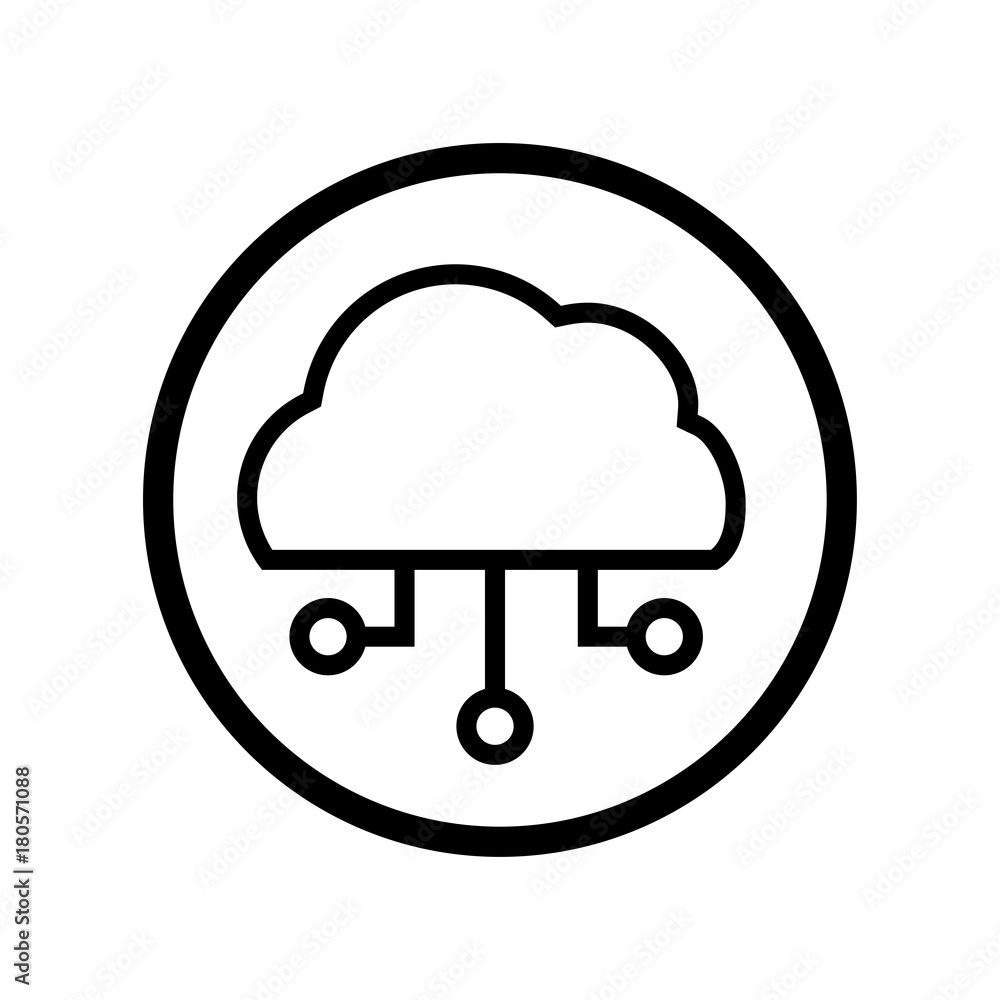 Cloud icon with circuit pattern in Circle - Vector iconic design Cloud icon with circuit pattern in Circle - Vector iconic design