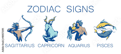 Collection of Zodiac Signs. Vector Illustration of Third Four Zodiacal Simbols.
