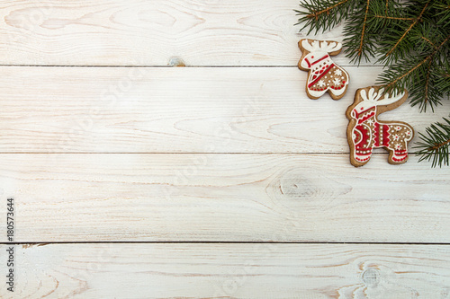 Canvas Print Overhead of Christmas New Year holiday background
