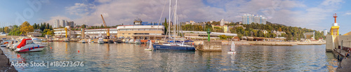 RUSSIA, SOCHI – SEPTEMBER 5, 2015: Panorama of the "Sailing Center" on the background of Sochi city, Russia on September 5, 2015.