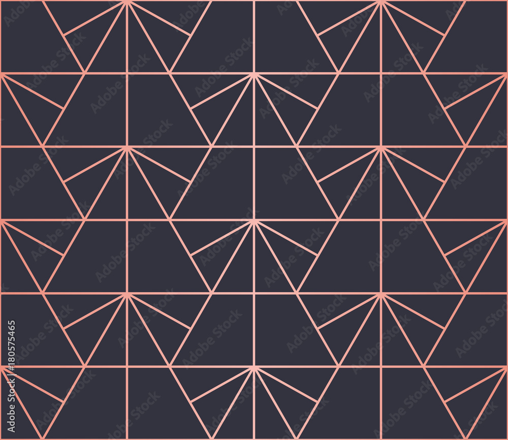 Hexagon Pattern. Endless. Seamless Pattern. Vector Lines. Trendy Copper Look.