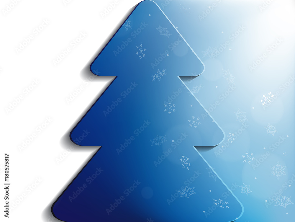 Fototapeta premium christmas card with a blue paper tree
