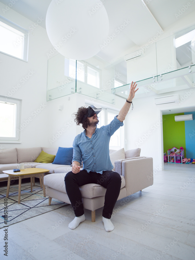 man using VR-headset glasses of virtual reality man using VR-headset glasses of virtual reality