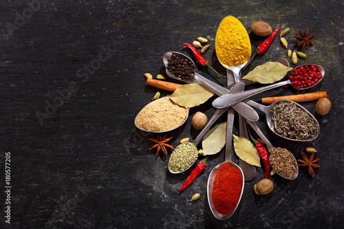 various herbs and spices for cooking © Nitr