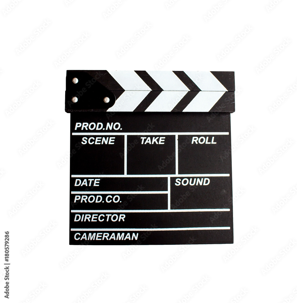 closeup clapboard  on white background