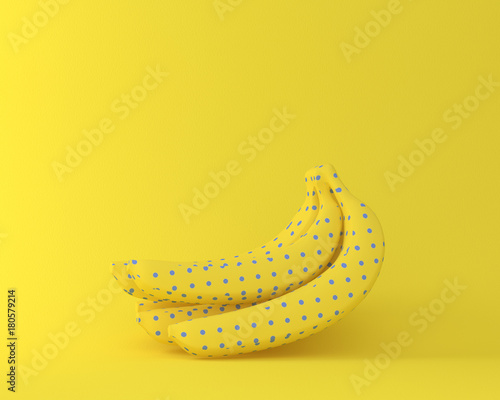 Outstanding banana point pattern blue on yellow background. minimal idea food concept. An idea creative to produce work within an advertising marketing communications or artwork design.