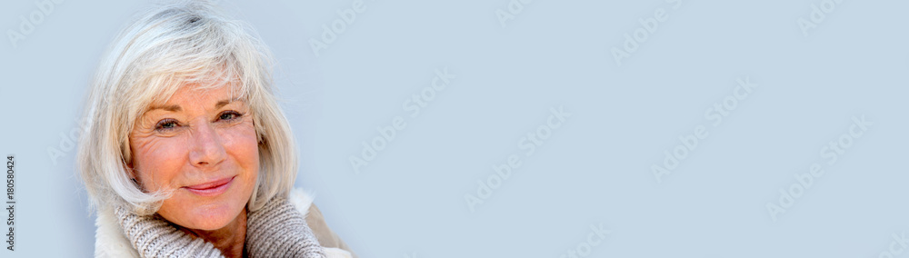 Portrait of smiling senior woman - banner template web Portrait of smiling senior woman - banner template web