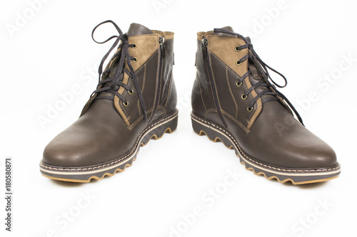 Winter brown boots leather