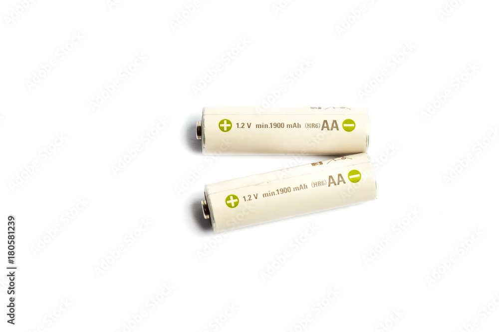 Pair of aa alkaline batteries isolated on white background Pair of aa alkaline batteries isolated on white background